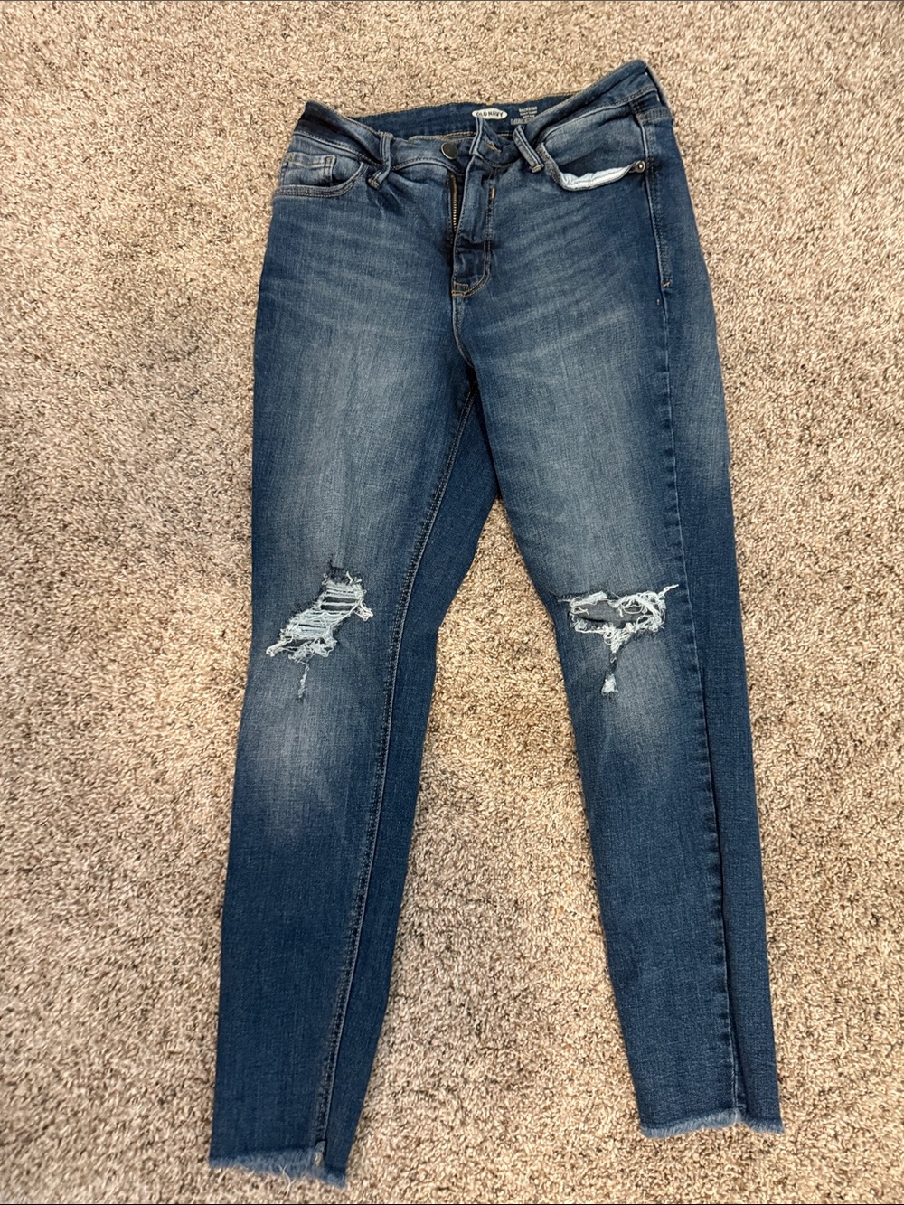Old Navy Women's Skinny Ripped Jeans - Medium Blue